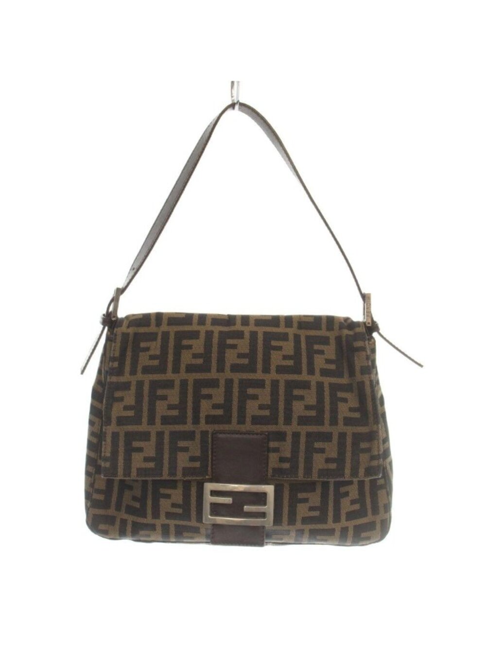 Fendi Zucca Pattern Mamma Bucket Hand Canvas Leather FF Logo All Over Print